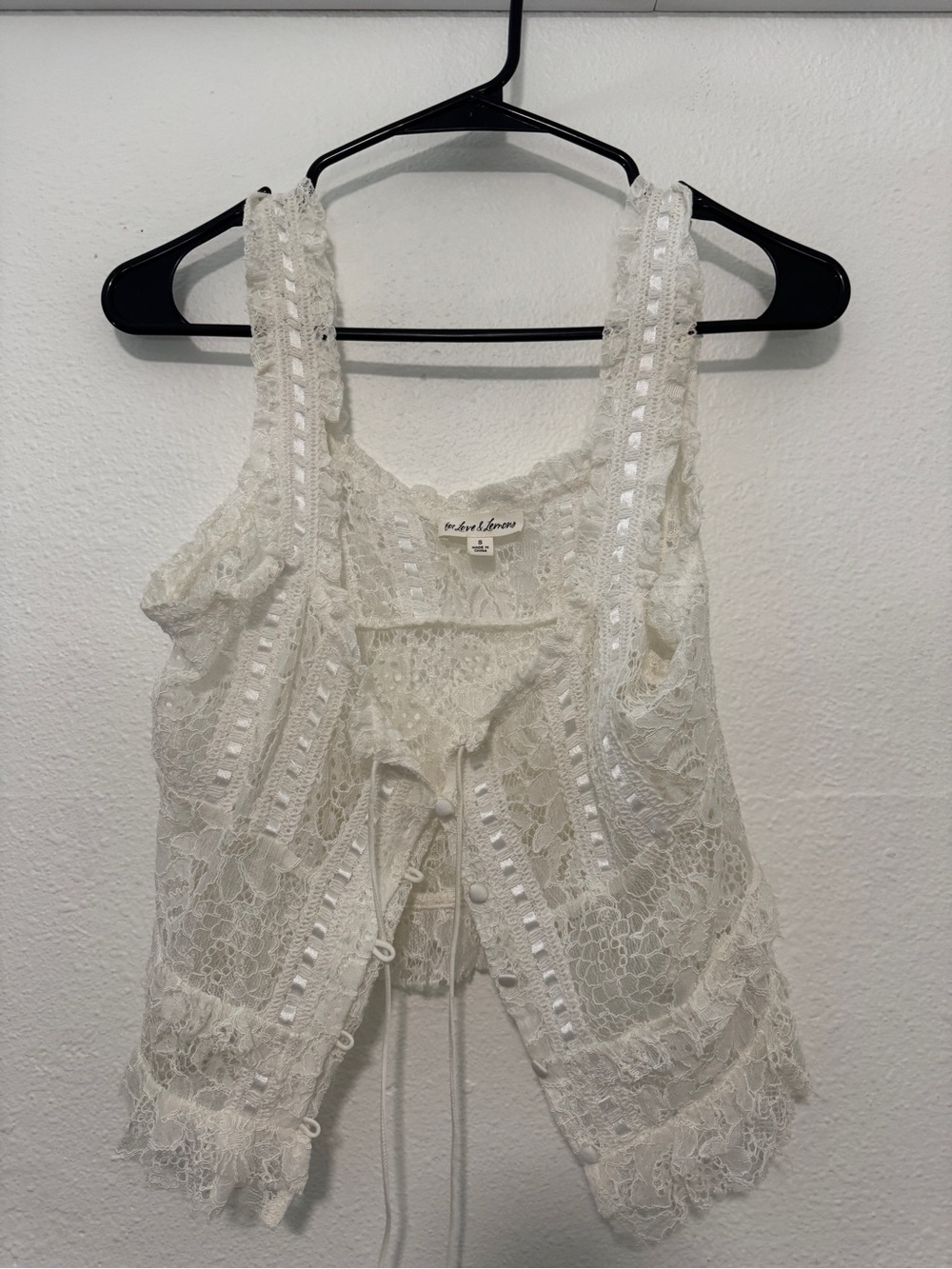 For Love & Lemons Lace Tie-Front Tank Top